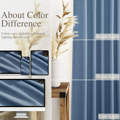 Nanspring Stone Blue Linen Curtains 96 Inches Long - Image 5