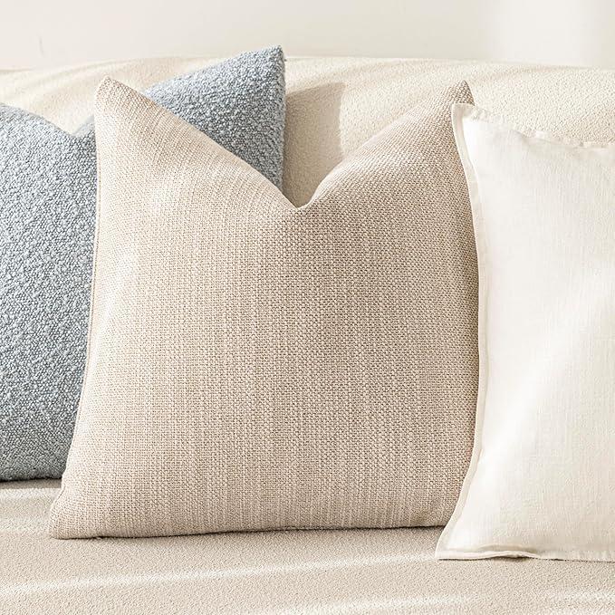 Foindtower Set of 2 Decorative Textured Burlap Linen Throw Pillow Covers - Image 4