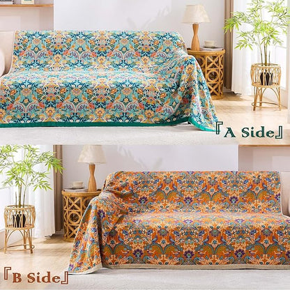 Boho Blanket Throw Quilt, 100% Cotton Soft Light Weight Throw Blankets - Image 4