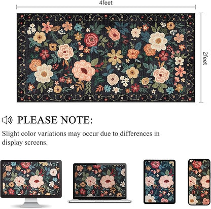 DUKINO 2x4 Rug for Entryway, Washable Kitchen Floral Runner Rug - Image 2