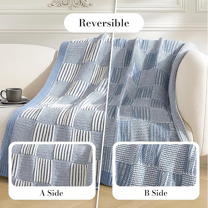 Amélie Home Checkered Knit Throw Blanket - Image 2