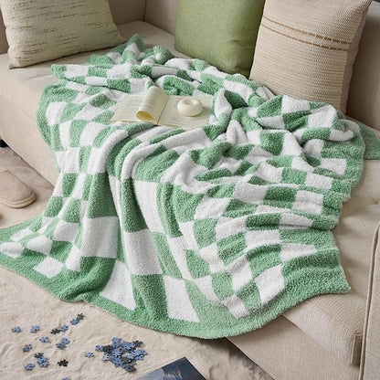 Joiedomi Throw Blanket for Couch, Sage Green Checkered Knitted Blankets Gifts - Image 9
