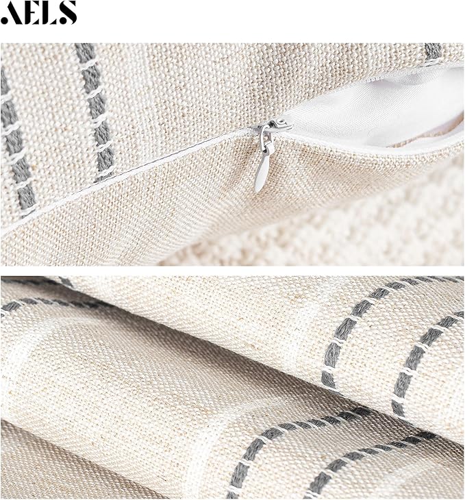 AELS 12x20 Decorative Farmhouse Linen Throw Pillow Covers, Boho Rectangle - Image 3