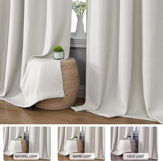 H.VERSAILTEX 90% Blackout Linen Curtains 84 Inches Long - Image 3