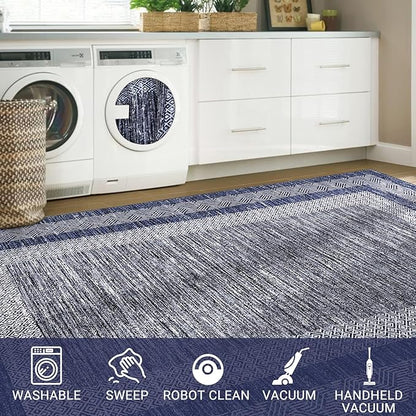 GarveeHome 2.5x8 Modern Bordered Runner Rug Soft Non Slip Washable Floor Carpet - Image 7