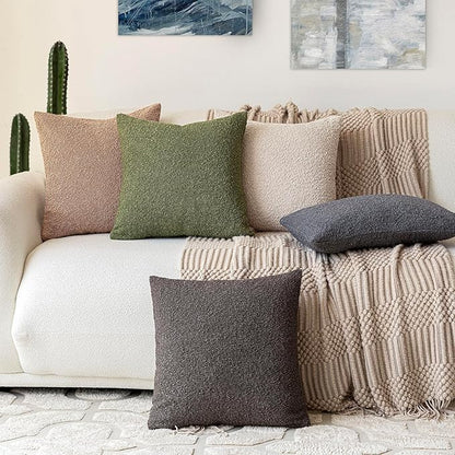 Foindtower Textured Boucle Throw Pillow Covers Accent Solid Pillow Cases Cozy - Image 7