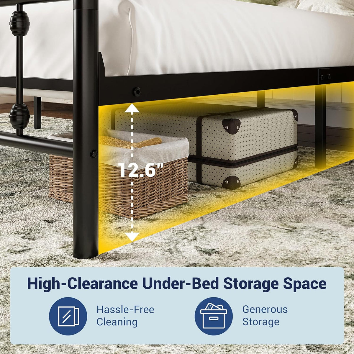 allewie 14 inches twin size metal platform bed, package contents