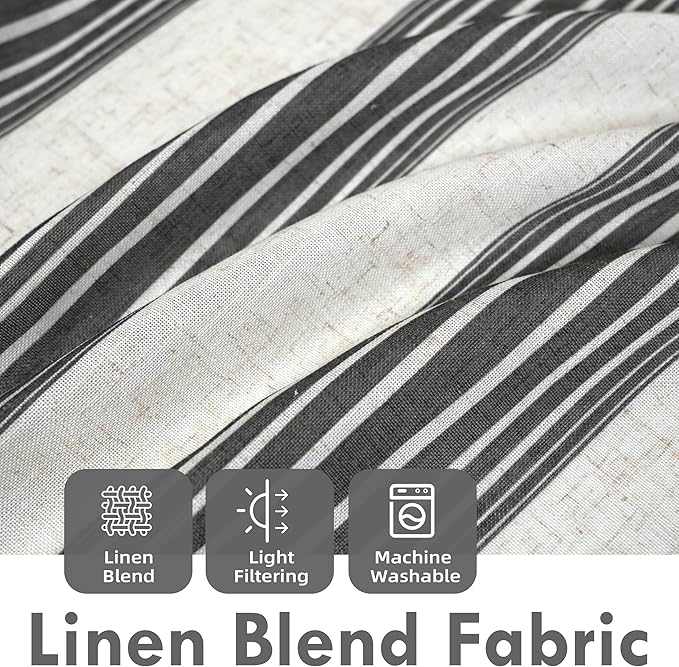 DriftAway Farmhouse Vertical Striped Linen Blend Textured Light Filtering Semi - Image 2
