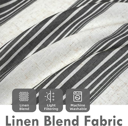 DriftAway Farmhouse Vertical Striped Linen Blend Textured Light Filtering Semi - Image 2