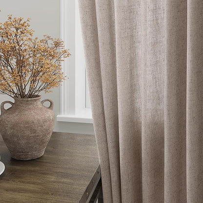 Brownish Grey Semi Sheer Linen Curtains 72 Inch Length - Image 4
