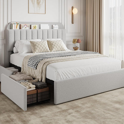 garveehome queen bed frame, platform bed with storage, main product view