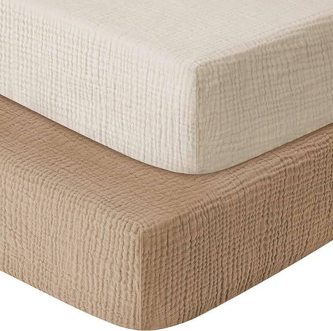 Muslin Crib Sheets for Boys Girls 100% Cotton Fitted Baby Crib Sheet 2 Pack by GUNTAIL