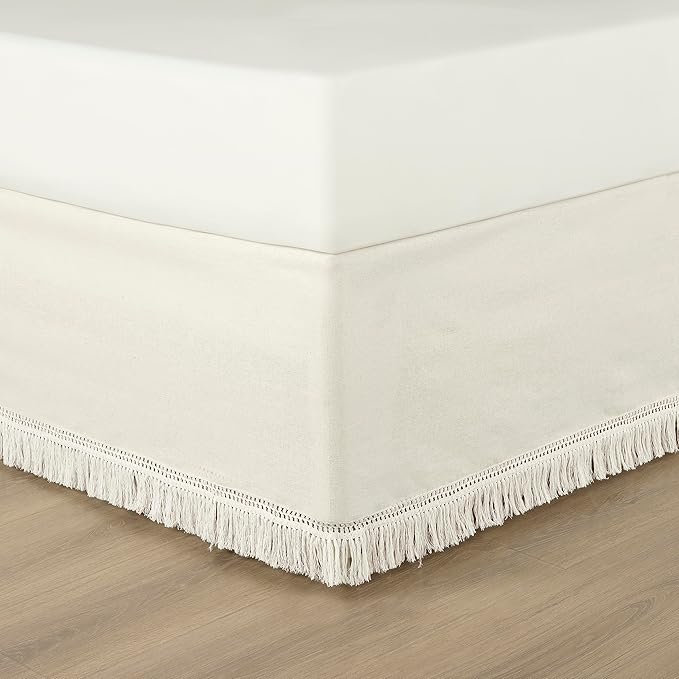Lush Decor Boho Fringe 15-Inch Tailored Drop Easy Fit Bedskirt - Image 2