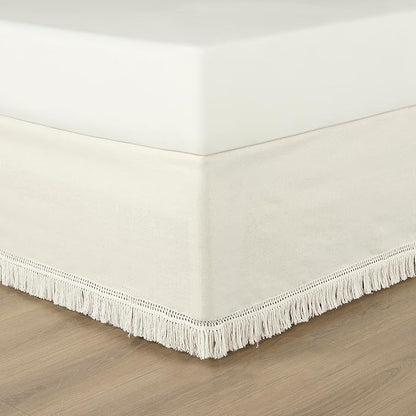 Lush Decor Boho Fringe 15-Inch Tailored Drop Easy Fit Bedskirt - Image 2