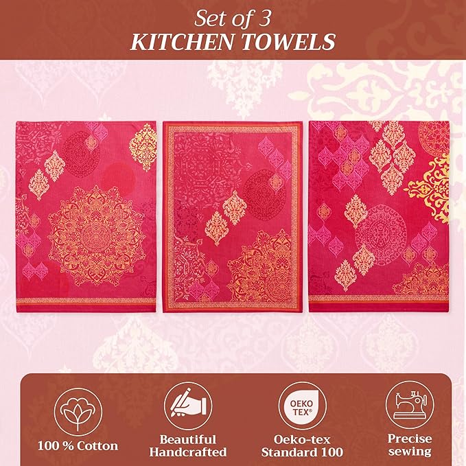 Maison d' Hermine Kitchen Towels Set of 3 100% Cotton 20" x 27.5" Reusable - Image 2