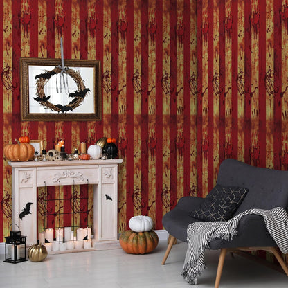 Kochorie 100 Ft x 54 Inch Creepy Carnival Tablecloth Roll with Cutter Box Plastic Table Cover Roll Halloween Bloody Circus Tent Backdrop for Halloween Party Circus Clown Room Wall Decorations