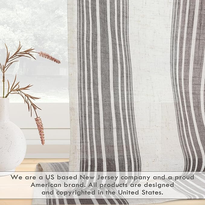 DriftAway Farmhouse Vertical Striped Linen Blend Textured Light Filtering Semi - Image 4