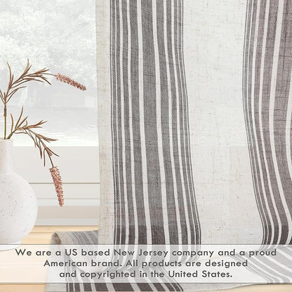 DriftAway Farmhouse Vertical Striped Linen Blend Textured Light Filtering Semi - Image 4