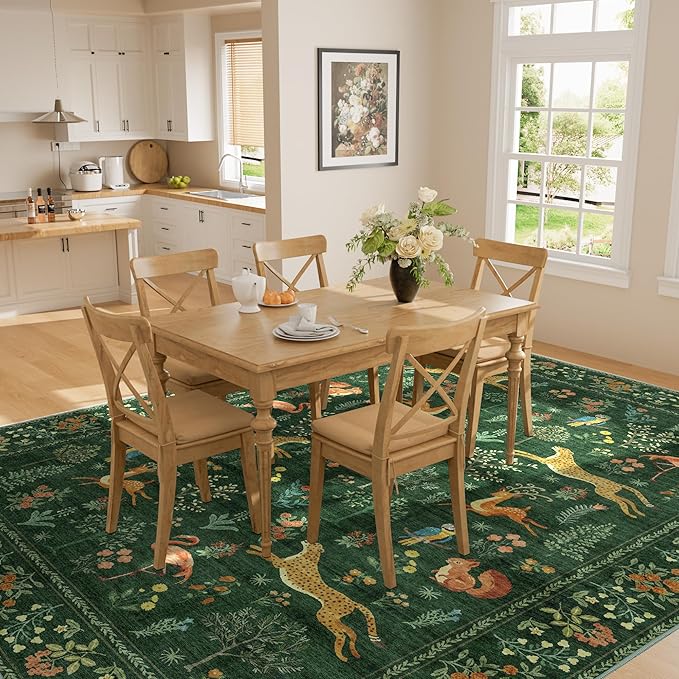 DUKINO 5x7 Rug, Washable Animal Living Room Rug - Image 4