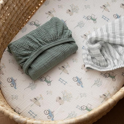 Gllquen Baby Muslin Bassinet Sheets 3 Pack, Breathable Elastic Cozy Fitted - Image 9