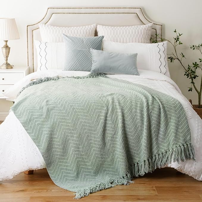 BATTILO HOME Sage Green Throw Blanket - Image 6