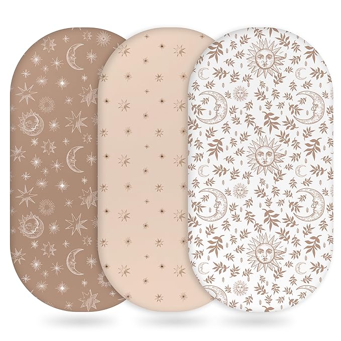 Baby Bassinet Sheets Girl Boy, Fitted Bassinet Sheet Set 3 Pack Bassinet by Unnivoll