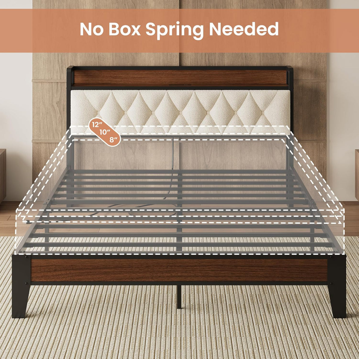 anctor queen bed frame with headboard & charging, package contents