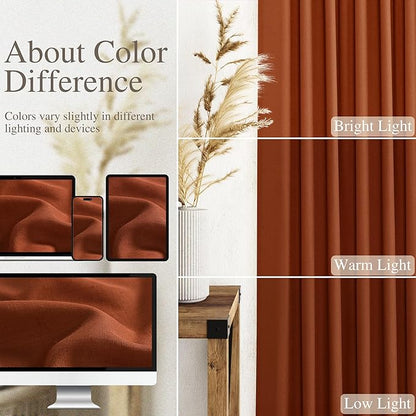 Rust Linen Curtains 90 inches Long 2 Panel Back Tab Rod Pocket Rustic Farmhouse - Image 4