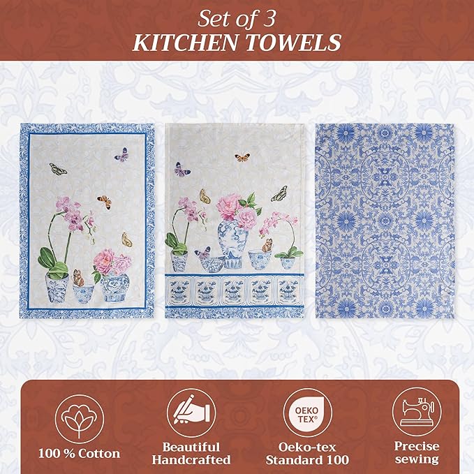 Maison d' Hermine Kitchen Towels Set of 3 100% Cotton 27.50" x 20" Reusable - Image 2