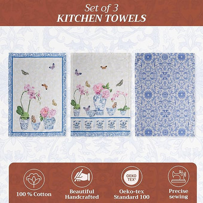 Maison d' Hermine Kitchen Towels Set of 3 100% Cotton 27.50" x 20" Reusable - Image 2