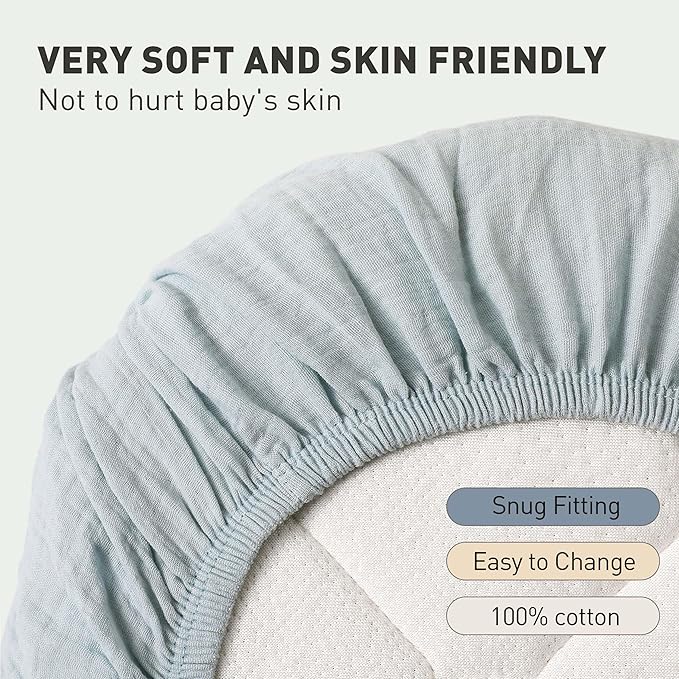 Muslin Bassinet Fitted Sheets, 2 Pack - Image 6