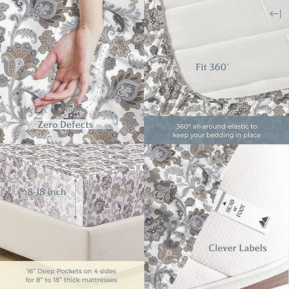 Mayfair Linen 100% Cotton Printed Bed Sheets Twin Size Set - Image 6