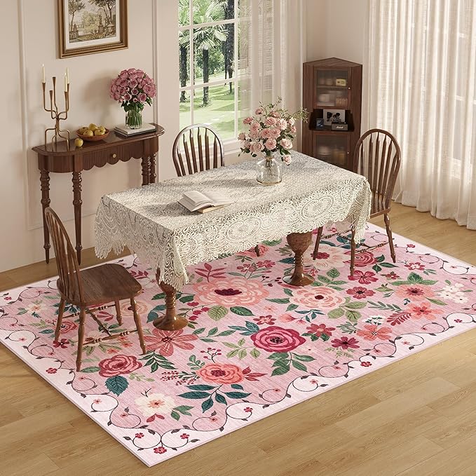 DUKINO 5x7 Area Rug, Nursery Floral Rugs - Image 4