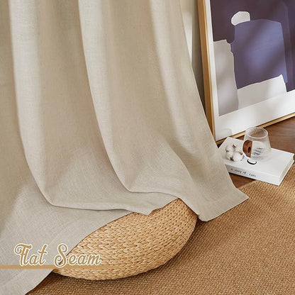 NICETOWN Cream Beige Linen Curtains & Drapes 84 inches Long, Grommet Flax Linen - Image 7