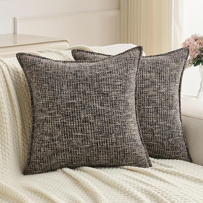 FUTEI Coffee Decorative Throw Pillow Covers 20x20 Inch Set of 4, Soft Chenille by FUTEI