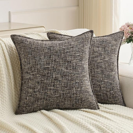 FUTEI Coffee Decorative Throw Pillow Covers 22x22 Inch Set of 4, Soft Chenille by FUTEI