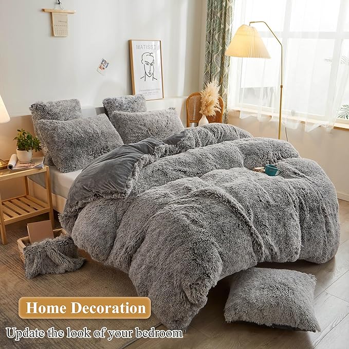 XeGe Fluffy Faux Fur Pillow Cases, Plush Shaggy Ultra Soft Fuzzy Pillowcases - Image 6