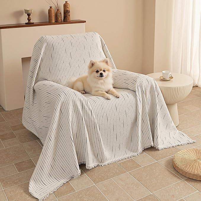 MYSKY HOME Chair Covers Armchair, Recliner Chair Cover Beige Couch Cover by MYSKYHOME
