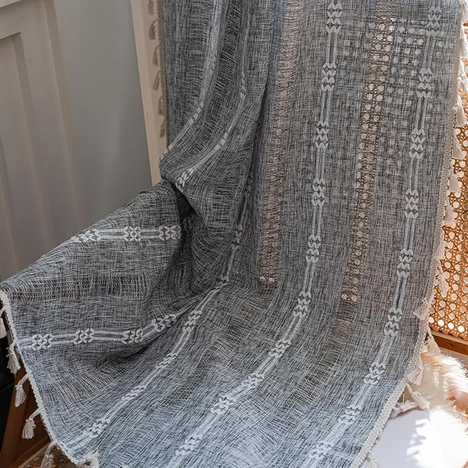 ColorBird Dark Grey Curtains for Bedroom, Linen Darkening Drapes 63 Inch Length - Image 7