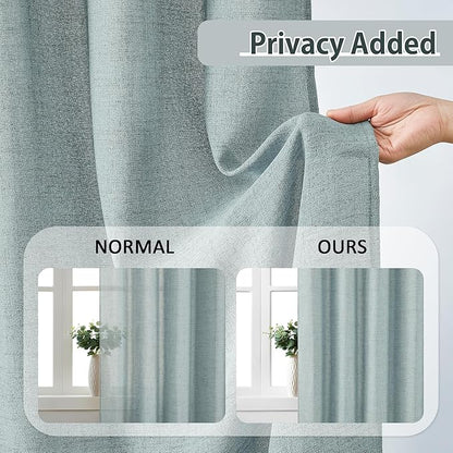 Light Blue Linen Pinch Pleat Curtains 100 Inches Long 50 Wide Per Panel Pleated - Image 5
