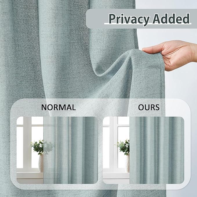 Light Blue Linen Pinch Pleat Curtains 92 Inches Long 50 Wide Per Panel Pleated - Image 5