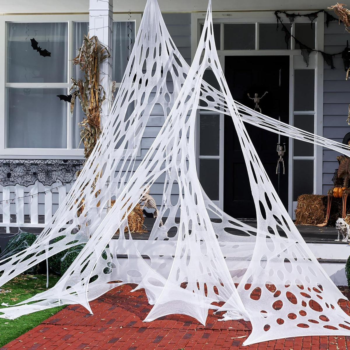 JOYIN 1000sqft Halloween Spider Web Outdoor Decoration, Giant Spider Cobwebs Halloween Decor Outside, DIY Stretchy Flexible Spiderweb Decor for Haunted House Party Decorations Supplies