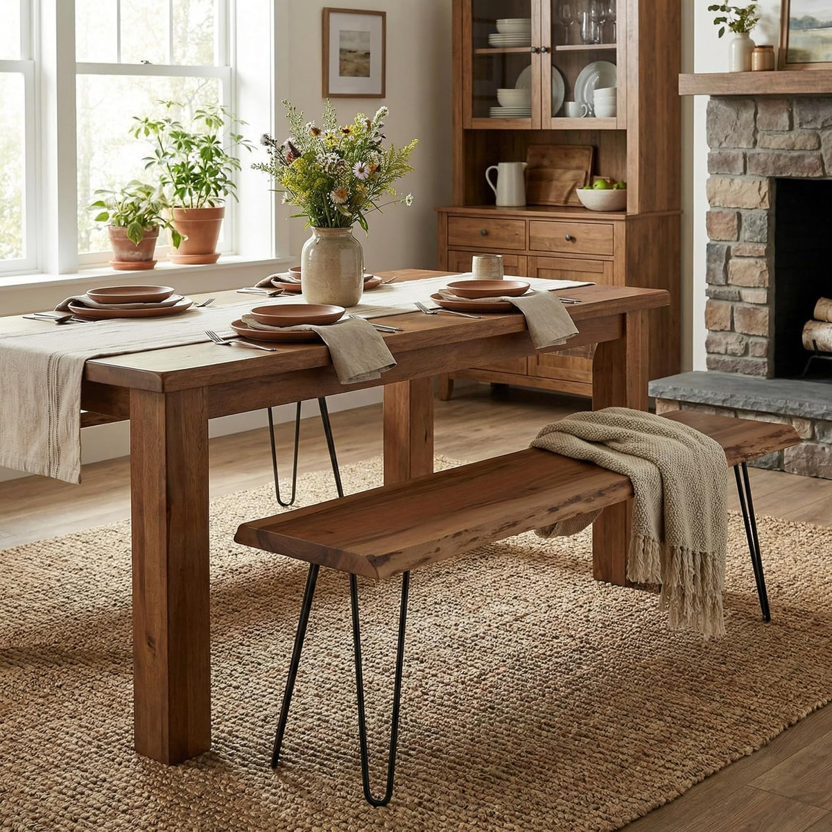 alaterre live edge solid wood entryway bench with shown in use