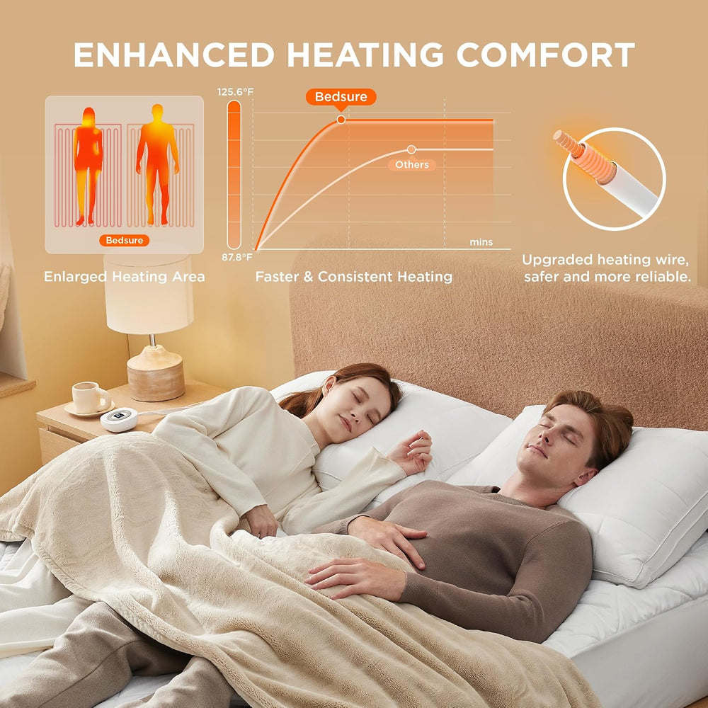 Bedsure Heated Mattress Pad King, Bed Warmer with Preheat & Memory Function