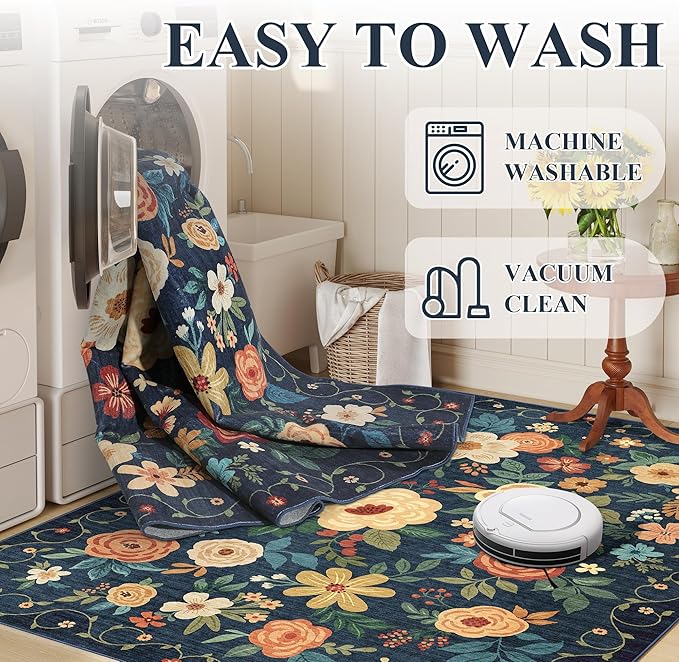 DUKINO 6x9 Area Rug, Floral Rugs - Image 7