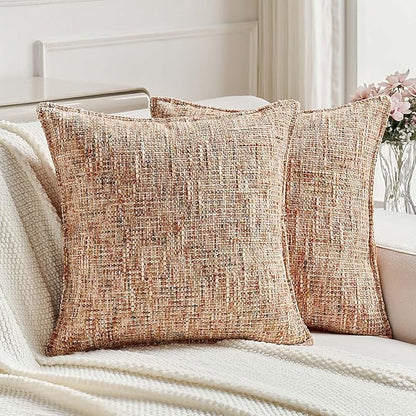 FUTEI Rust Decorative Throw Pillow Covers 24x24 Inch Set of 2, Soft Chenille by FUTEI