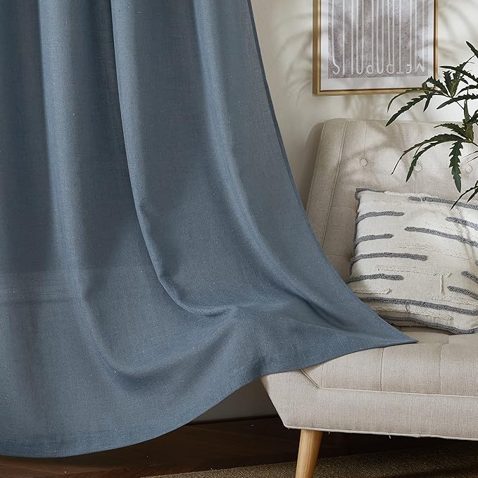 NICETOWN Linen Blend Stone Blue Curtains - Image 7