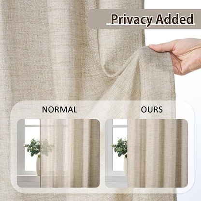 RAIN CITY Beige Sheer Curtains 132 Inches Long - Image 5
