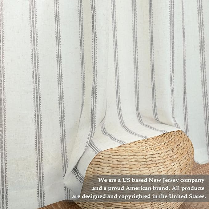 DriftAway Farmhouse Vertical Striped Linen Blend Textured Light Filtering Semi - Image 5