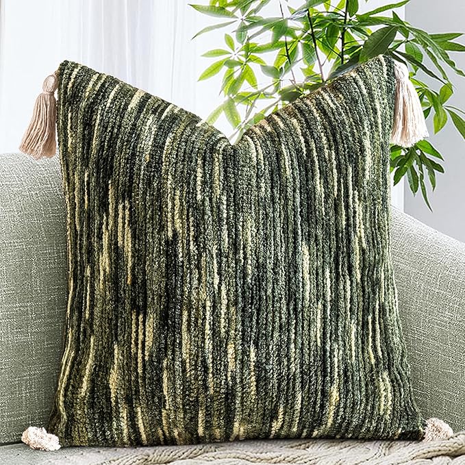 AmHoo Boho Throw Pillow Cover Decorative Bohemian Woven Tufted Striped Farmhouse by AmHootextile